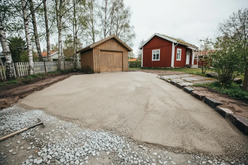 markarbete inf r garageuppfart s v ljer du b rlager kantst d och r tt lutning fr n start
